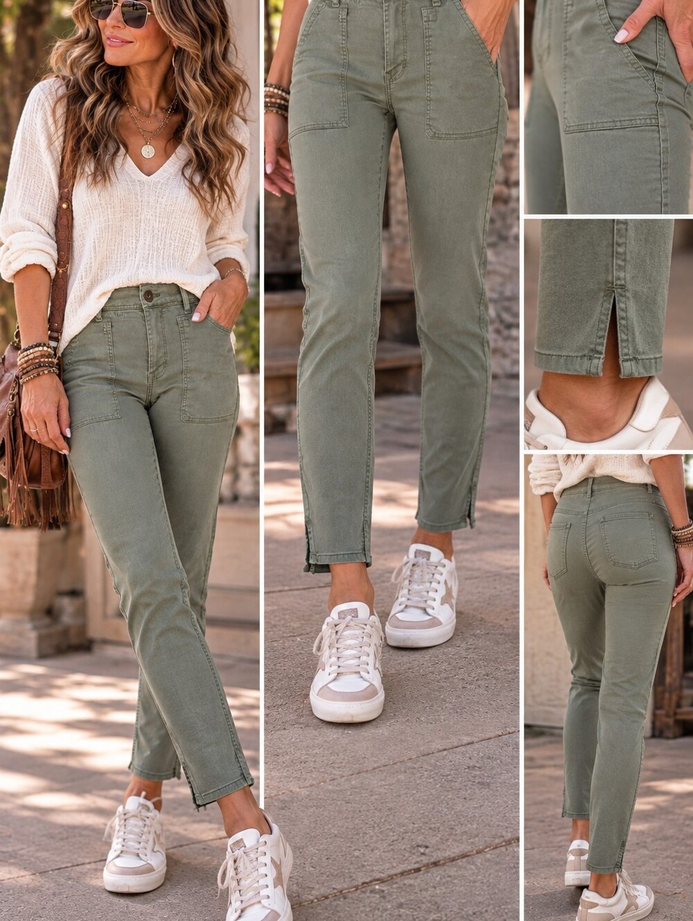 Pistola NWT Size 31 Sea Isle Green Utility Slim Straight Pants